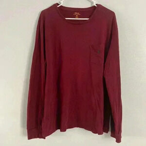 Polo Ralph Lauren Long Sleeve Crewneck Solid T-Shirt with Pony Burgundy Size‎ XL